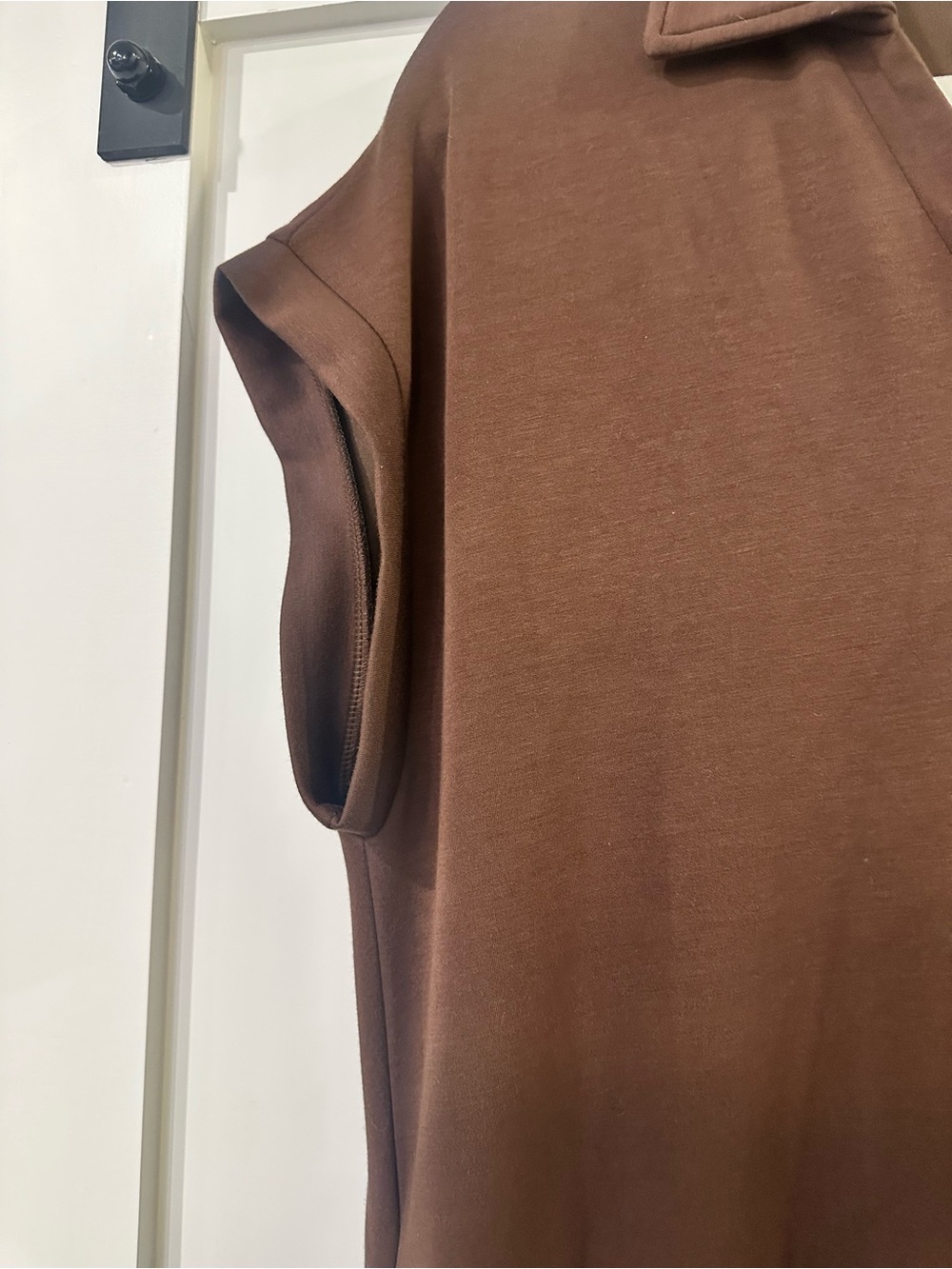 Casual V-Neck Maxi Shirt Dress in Chocolate Brown - Picture 7 of 10